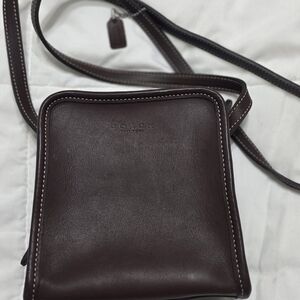 Coach Dark Brown Leather Mini Crossbody Bag